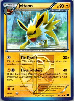 Jolteon 34/116 Uncommon Plasma Freeze Pokemon Lightly Played - Image 1