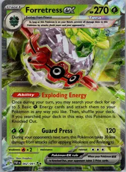 Forretress ex 002/091 Double Rare Paldean Fates Pokemon Near Mint - Image 1