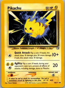 Pikachu 70/111 Common Neo Genesis Pokemon Unlimited Moderately Played - Image 1