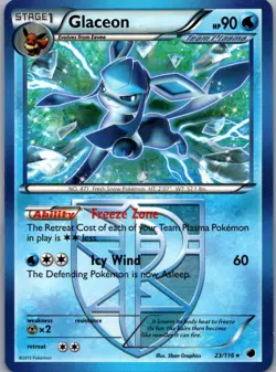 Glaceon 23/116 Rare Plasma Freeze Pokemon Lightly Played - Image 1