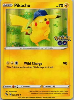 Pikachu 028/078 Holo Rare Pokemon GO Pokemon Near Mint - Image 1