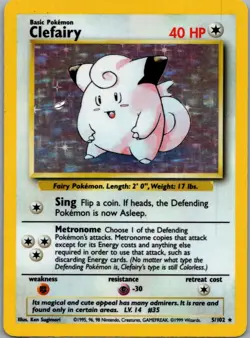 Clefairy 5/102 Holo Holo Rare Base Set Unlimited Pokemon Holo Damaged 1 - Image 1