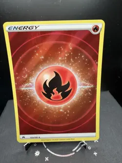 Pokemon TCG SWSH Crown Zenith Fire Energy 153/159 Textured Ultra Rare Holo NM - Image 1