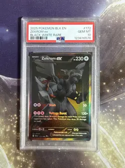 2025 POKEMON BLK EN-BLACK BOLT BLACK WHITE RARE #172 ZEKROM EX PSA 10 - Image 1