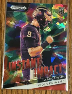 2024 Prizm Draft JJ McCarthy Instant Impact Red Cracked Ice RC Minnesota Vikings - Image 1