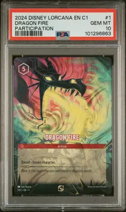 2024 DISNEY LORCANA EN C1-LORCANA CHALLENGE PROMO #1 DRAGON FIRE PSA 10 - Image 1