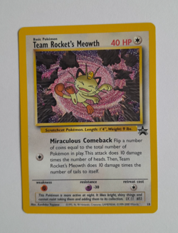 Vintage Pokemon Team Rocket's Meowth Black Star Promo No 18 Card WC 2000 - Image 1