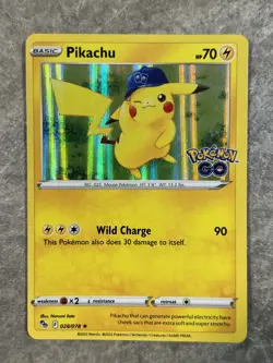 Pikachu 028/078 Pokemon TCG Card Pokemon GO Holo Rare (Light Play) LP - Image 1
