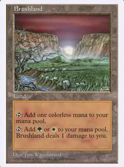 Brushland 5th Edition DAMAGED Land Rare MTG MAGIC THE GATHERING - Image 1