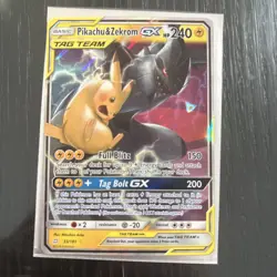 Pokemon Pikachu & Zekrom GX Tag Team TCG Sun Moon Holo Ultra Rare Card 33/181 HP - Image 1