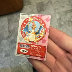 Charizard No. 4 Pokemon Kids Mini Card Japanese Bandai Vintage Nintendo 1998 JP - Image 1