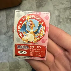 Charizard No. 4 Pokemon Kids Mini Card Japanese Bandai Vintage Nintendo 1998 JP - Image 2