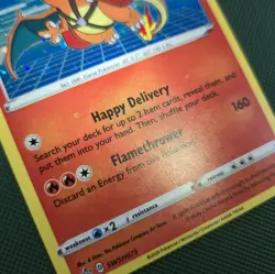 HEAVY BLEED DAMAGED Special Delivery Charizard SWSH075 Holo Promo Pokemon Card - Image 3