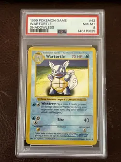 Wartortle 42/102 - Base Set Shadowless 1999 Pokemon Card English - PSA 8 NM MINT - Image 1