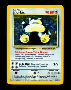 1999 Pokemon SNORLAX Jungle Set NO SYMBOL ERROR Holo Rare MISPRINT Card 11/64 - Image 3