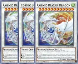 Yugioh - Cosmic Blazar Dragon x 3 - 1st Edition NM - Plus Free Holographic Card - Image 1