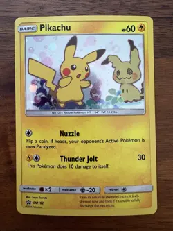 POKEMON TEAM UP SM BLACK STAR PROMO PIKACHU Mimikyu #SM162 HOLO NM - Image 1
