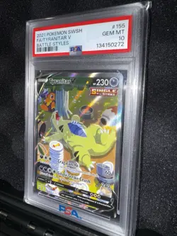 Pokemon Tyranitar V Full Art Ultra Rare Battle Styles 155/163 Holo PSA 10 2021 - Image 1