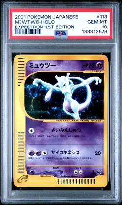 2001 POKEMON JPN EXPEDITION 1ST ED #118 MEWTWO-HOLO PSA 10 - Image 1