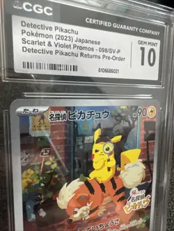 Pokemon Japanese SV-P Detective Pikachu 098/SV-P Preorder Promo CGC 10 GEM MINT - Image 1