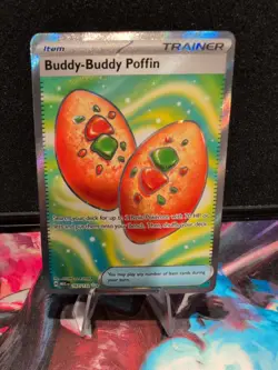 TCG Pokemon Buddy-Buddy Poffin 167/132 Me01: Mega Evolution Holo NM. Pack Fresh. - Image 1