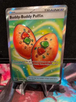 TCG Pokemon Buddy-Buddy Poffin 167/132 Me01: Mega Evolution Holo NM. Pack Fresh. - Image 2