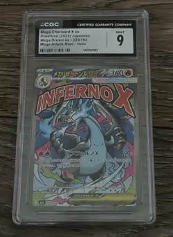 2025 POKEMON JAPANESE MEGA DREAM EX ATTACK RARE #223 MEGA CHARIZARD X EX CGC 9 - Image 1