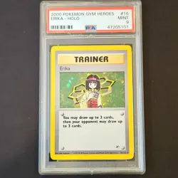 2000 Pokemon Gym Heroes Erika Holo Rare PSA 9 #16/132 English Unlimited TCG - Image 1