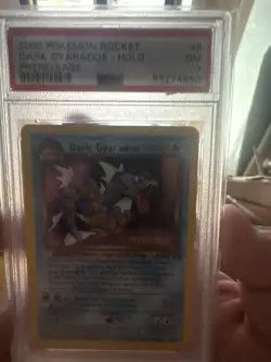 Pokemon Rocket-Holo Dark Gyarados #8 PSA 7 Prerelease 2000 Small Crack - Image 1