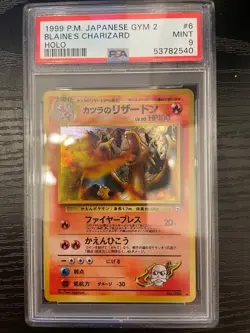 1998 Japanese Pokemon Gym Challenge Blaine's Charizard HOLO #006 PSA 9 MINT - Image 1