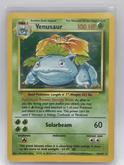 1999 Pokemon Base Set Rare Venusaur 15/102 Holo Rare - LP/MP - Authentic - Image 1