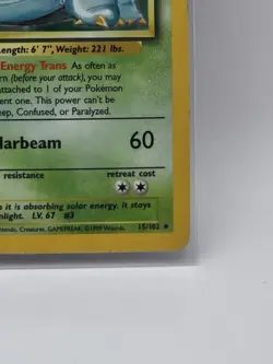 1999 Pokemon Base Set Rare Venusaur 15/102 Holo Rare - LP/MP - Authentic - Image 4