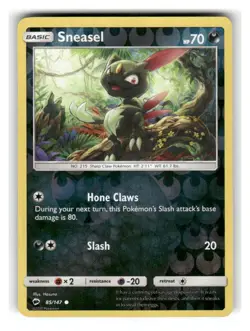 Sneasel 85/147 Common Burning Shadows Pokemon Reverse Holo Lightly Played - Image 1