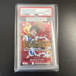 2022 One Piece Super Pre-Release Winner Monkey D. Luffy Promos #P-001 PSA 10 GEM - Image 1