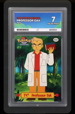 Pokemon Topps Series 1 Professor Oak Ace Grade 7 Black Logo Card - Image 1