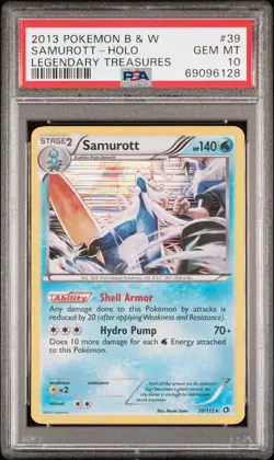 Pokemon TCG Samurott Legendary Treasures 39/113 Holo Holo PSA 10 LOW POP CARD - Image 1
