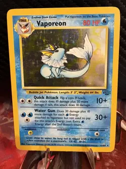 Vaporeon Holo Jungle 12/64 WOTC 1999 LP Pokemon Card - Image 1