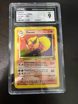 CGC 9 MINT Flareon 1999 Jungle 3/64 Holo Pokemon Card - Image 1