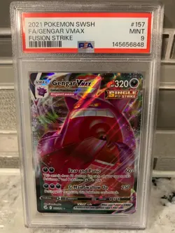 PSA 9 MINT Gengar VMAX 157/264 Swsh08: Fusion Strike Holo Pokemon Trading Card - Image 1