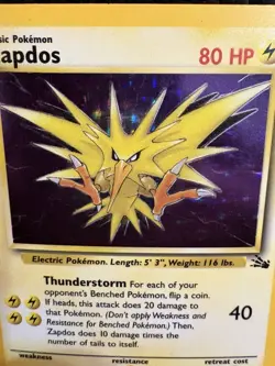 Zapdos 15/62 Fossil Holo Rare WOTC 1999 LP Pokemon Card ⚡ - Image 2