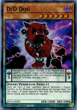 D/D Dog ROTD-EN091 Yu-Gi-Oh! Light Play 1st Edition - Image 1