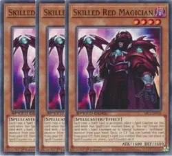 Yugioh - Skilled Red Magician x 3 - 1st Edition NM - Free Holographic Card - Image 1