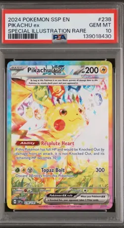 2024 POKEMON SSP EN-SURGING SPARKS SPECIAL ILLUSTRATION RARE PIKACHU EX PSA 10 - Image 1