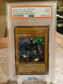 2002 Yugioh Beast Of Talwar PSA 9 Pharaoh's Servant PSV Unlimited Ultra Rare - Image 1