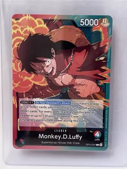 One Piece CCG Monkey D. Luffy Carrying On His Will Leader Card OP13-001 NM - Image 1