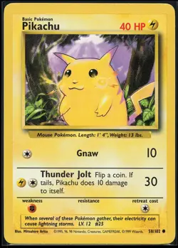 Pikachu 58/102 Common Base Set Pokemon Card - Image 1