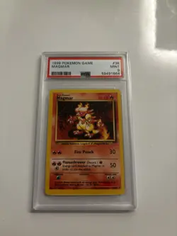 Pokemon Magmar 36/102 Base Set Regular PSA 9 50 HP Spitfire TCG Card - Image 1