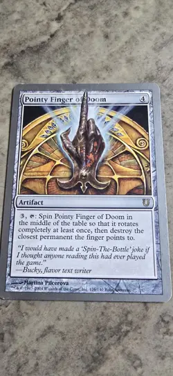 Pointy Finger of Doom Unhinged Regular Artifact Rare MTG LP - Image 1