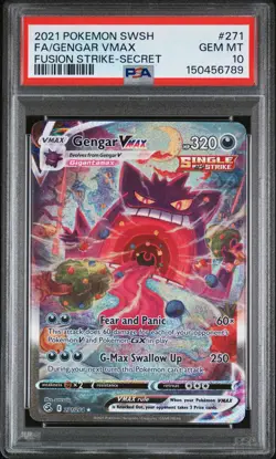 2021 POKEMON SWORD & SHIELD FUSION STRIKE SECRET FULL ART/GENGAR VMAX PSA 10 - Image 1