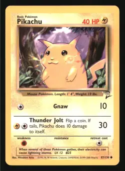 Pikachu 87/130 Common Base Set 2 Pokemon Lightly Played - Image 1